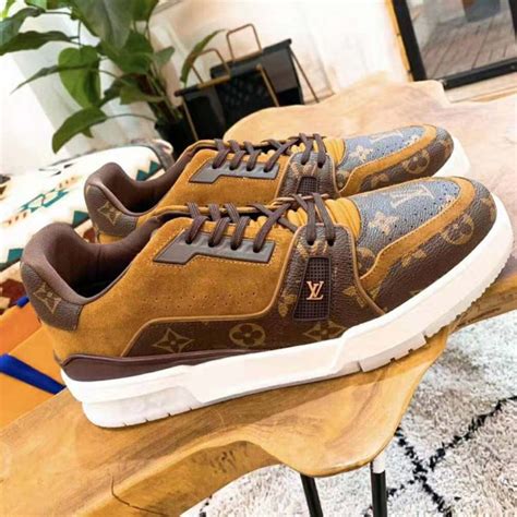 louis vuitton brown suede sneakers|louis vuitton trainers brown.